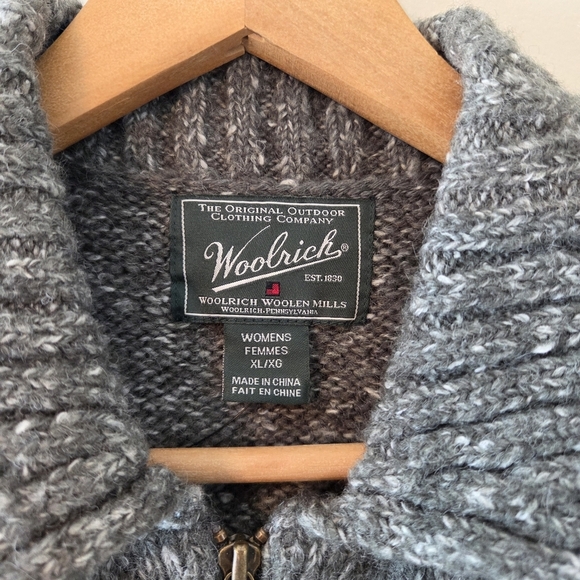 Woolrich Vintage Wool Blend Full Zip Cardigan Spruce Nordic Elbow Sleeve Large - Picture 4 of 11